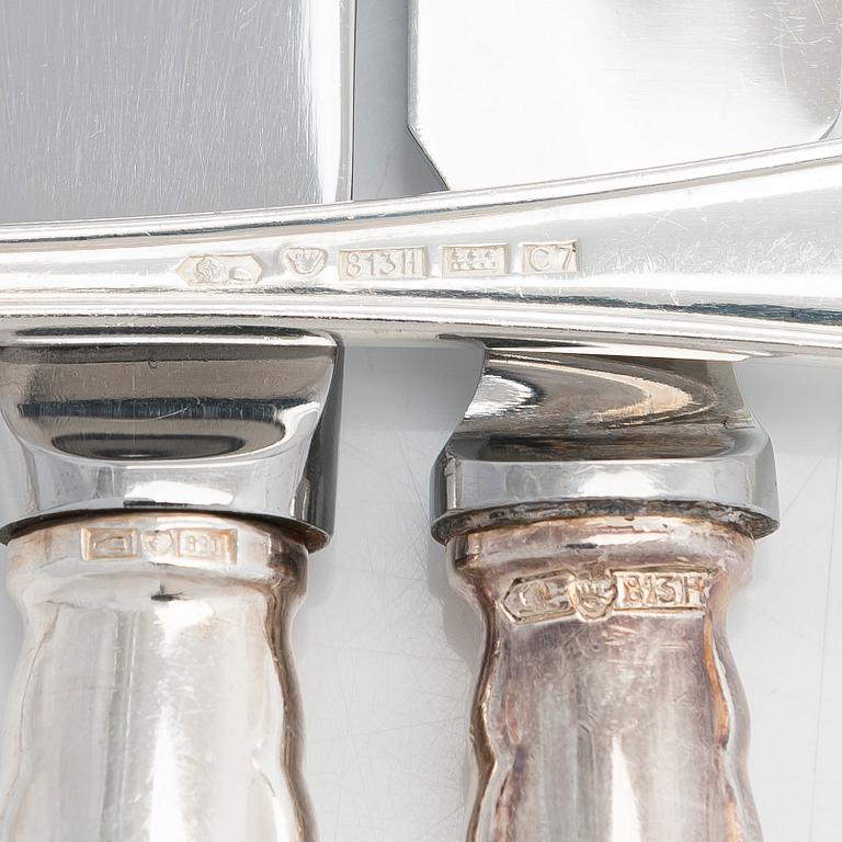 Bestickuppsättning, 24 dlr, silver, "Chippendale",  Åbo och Helsingfors främst 1980-tal, äv. 1960 och 1962.