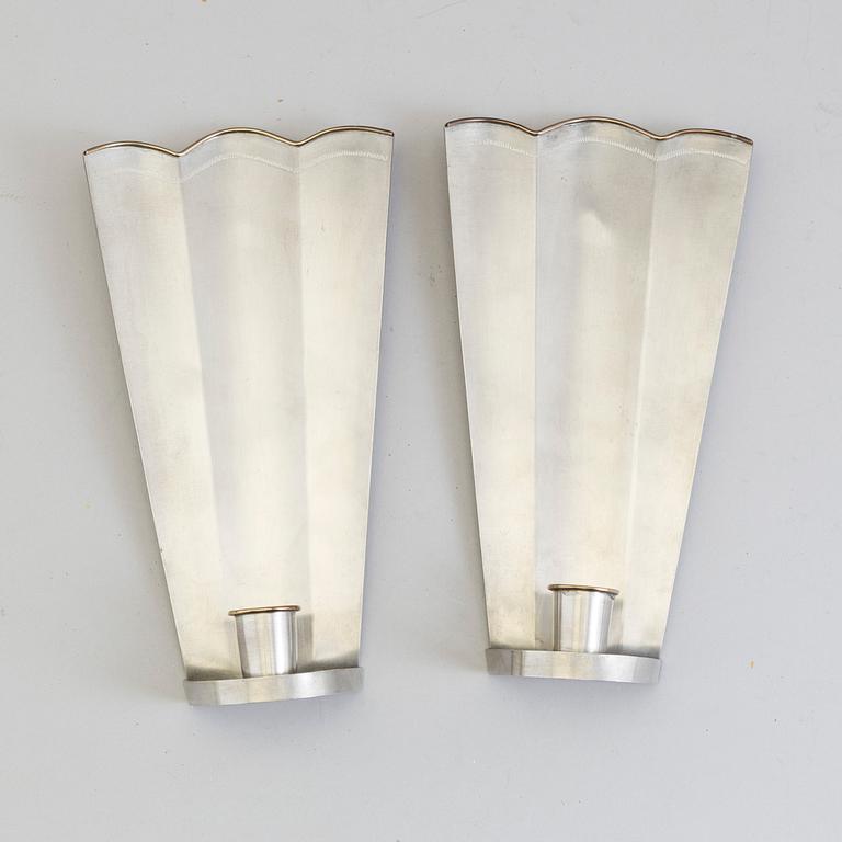 A pair of pewter wall scones, Firma Svenskt Tenn, Stockholm, 1927.