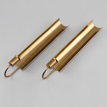 VÄGGLAMPETTER, ett par, mässing, "Reflex", Pierre Forsell, Skultuna, 1900-talets andra hälft.