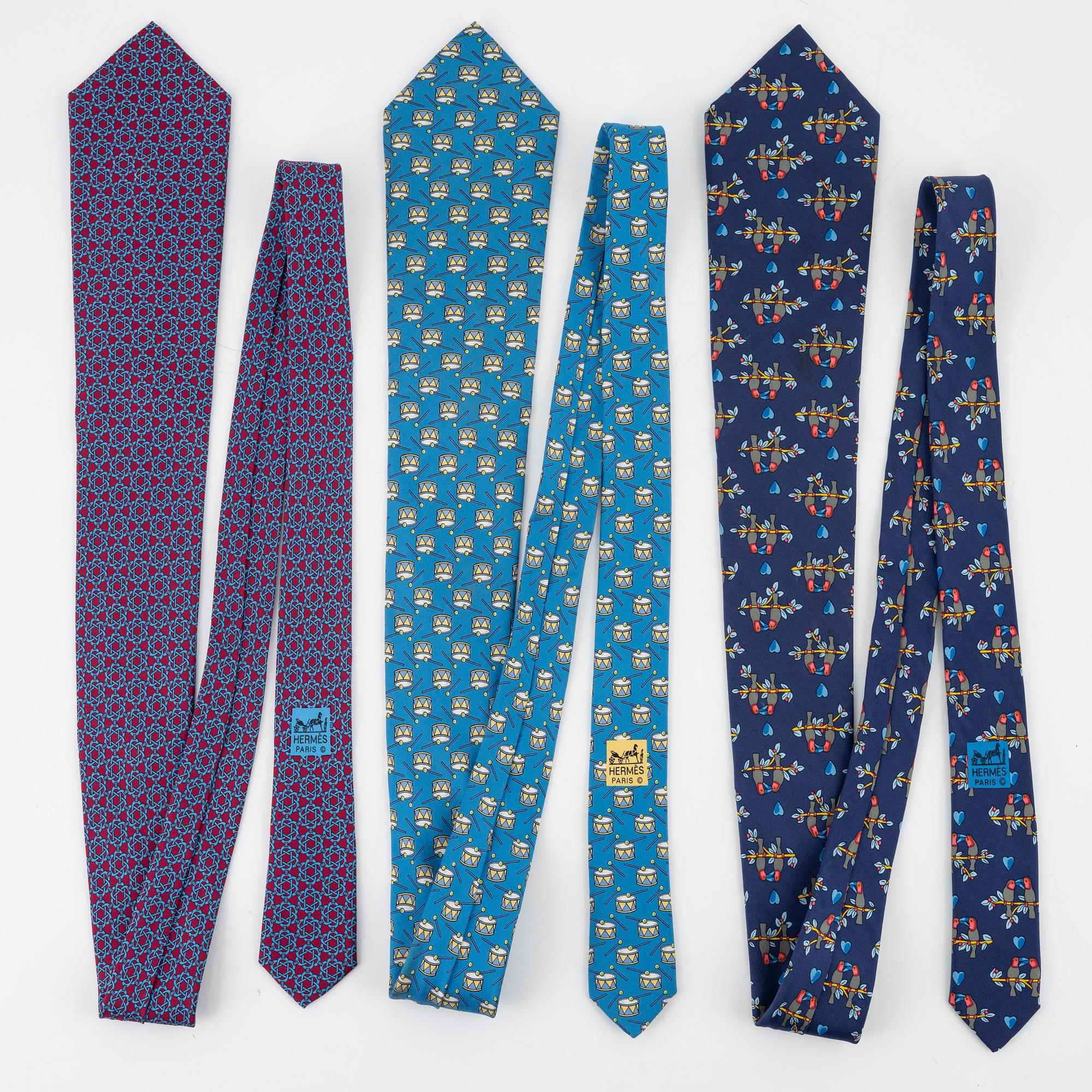Hermès, three silk ties.
