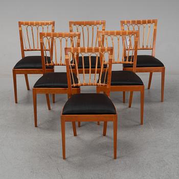 Josef Frank, stolar 6 st, modell 1165, Firma Svenskt Tenn.