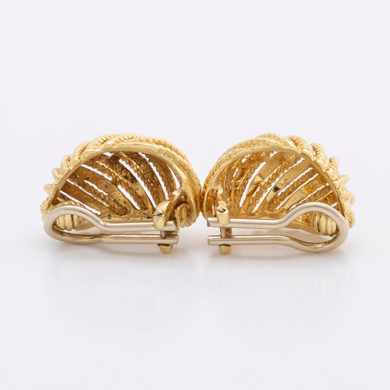 EARRINGS 18K gold, clip mechanism, 15,5 g.