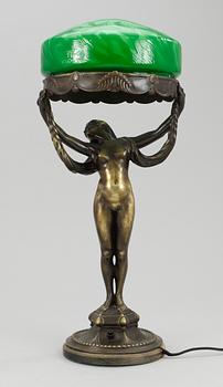 ALFRED OHLSON, bordslampa, Herman Bergmans konstgjuteri, Stockholm 1910-20-tal.