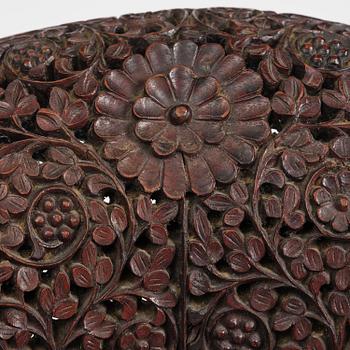 A pair of carved 'blackwood' armchairs, Bombay presidency, British Raj, circa 1880.
