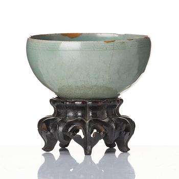 A pale celadon with a blue tint bulb bowl, Korea, Koryo period (918-1392).