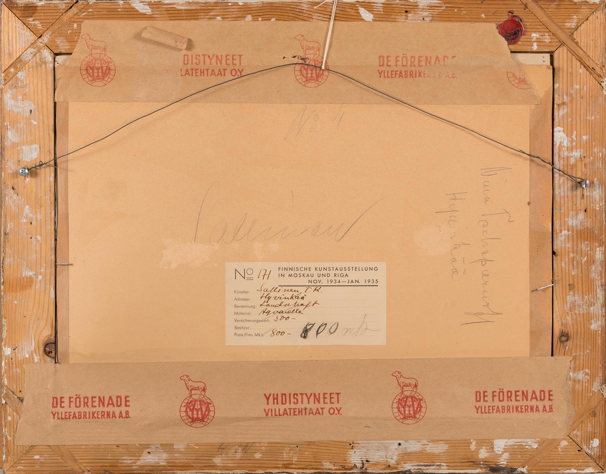 TYKO SALLINEN, water colour, signed and dated-24.