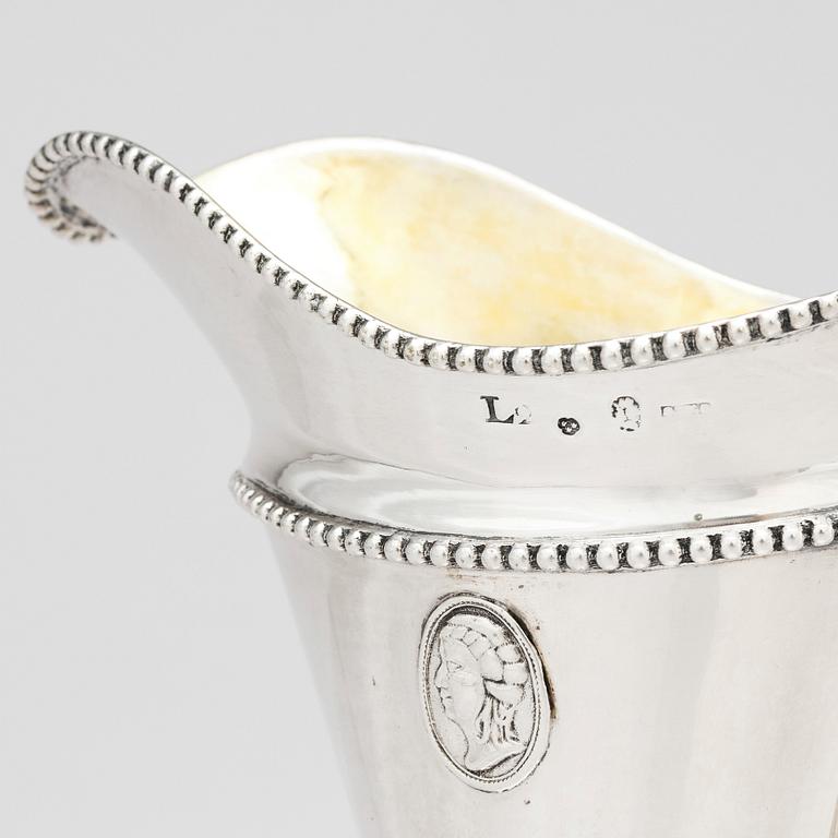 A Swedish 18th century parcel-gilt silver cream-jug, mark of Stephan Westerstråhle, Stockholm 1793.