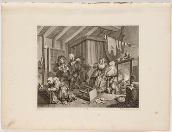 WILLIAM HOGARTH, six copper engravings "A Harlot's Progress", plate 1-6.