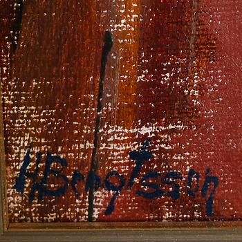 HERTHA BENGTSON, olja på pannå, signerad.