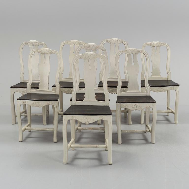 A set of eight similar swedish chairs, Järvsö, Hälsingland, first half of the 19th century.