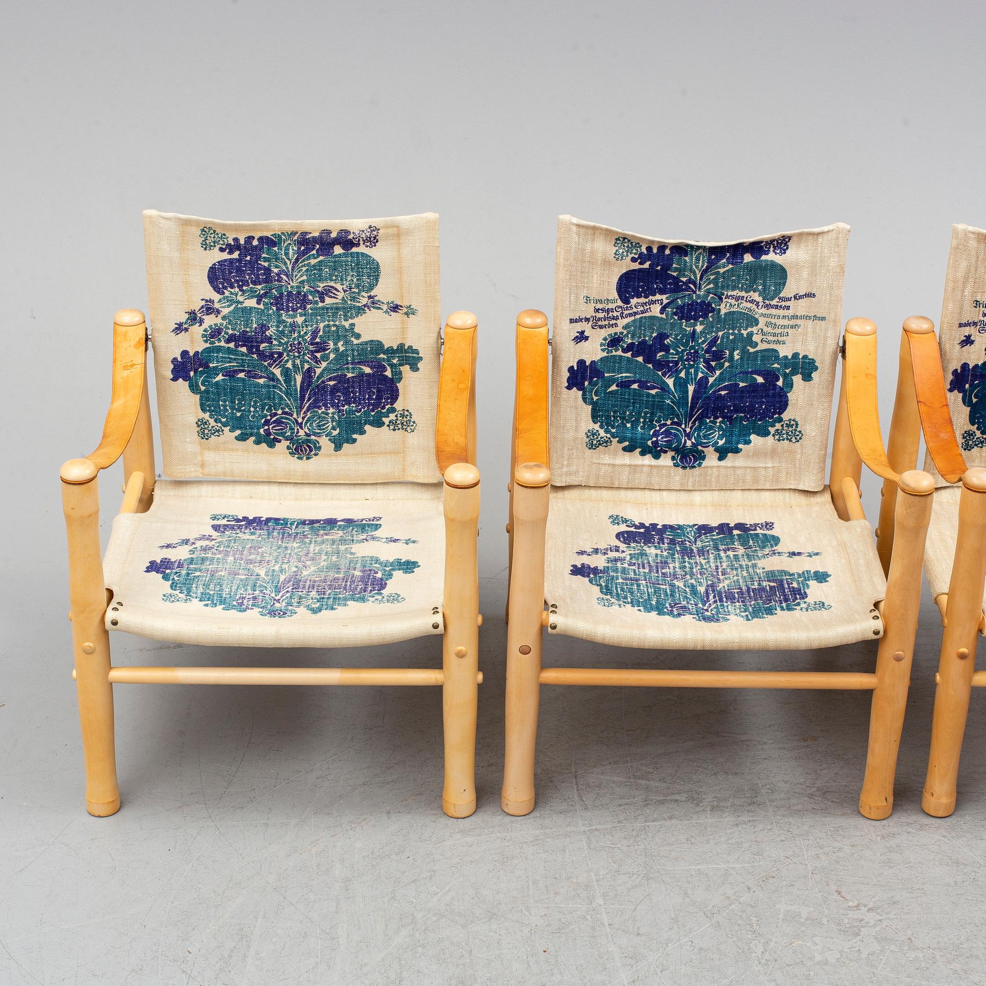 Elias Svedberg, 4 'Safari' chairs, Nordiska Kompaniet, Triva-series, 1965.