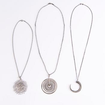 TAPIO WIRKKALA, Three Silver necklaces, marks of Kultakeskus.