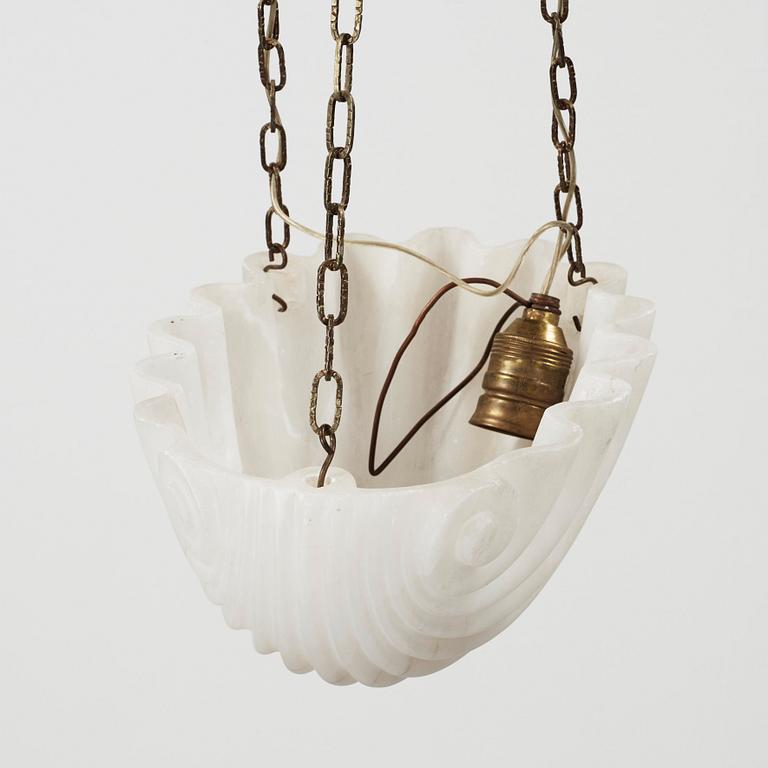 Carl Milles, a Swedish Grace alabaster hanging lamp.