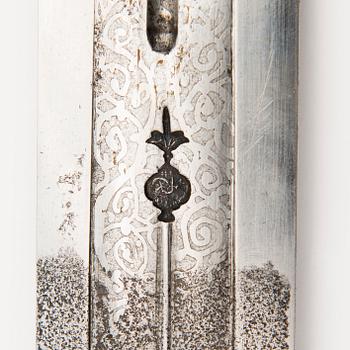 A late 19th Century Caucasian niello-silver kindjal.