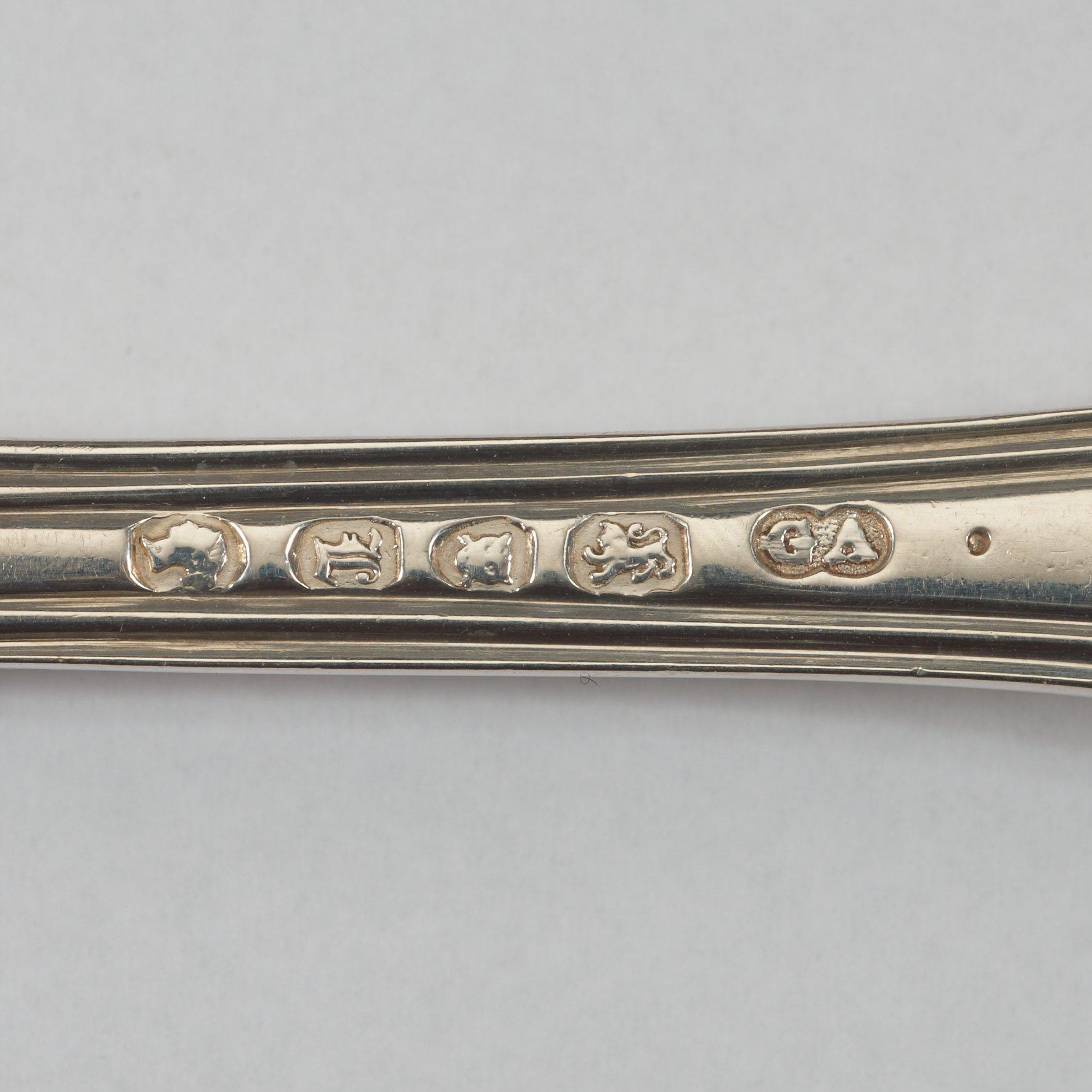 An English 19th century set of four silver table-forks, marked George Adams, London 1846.