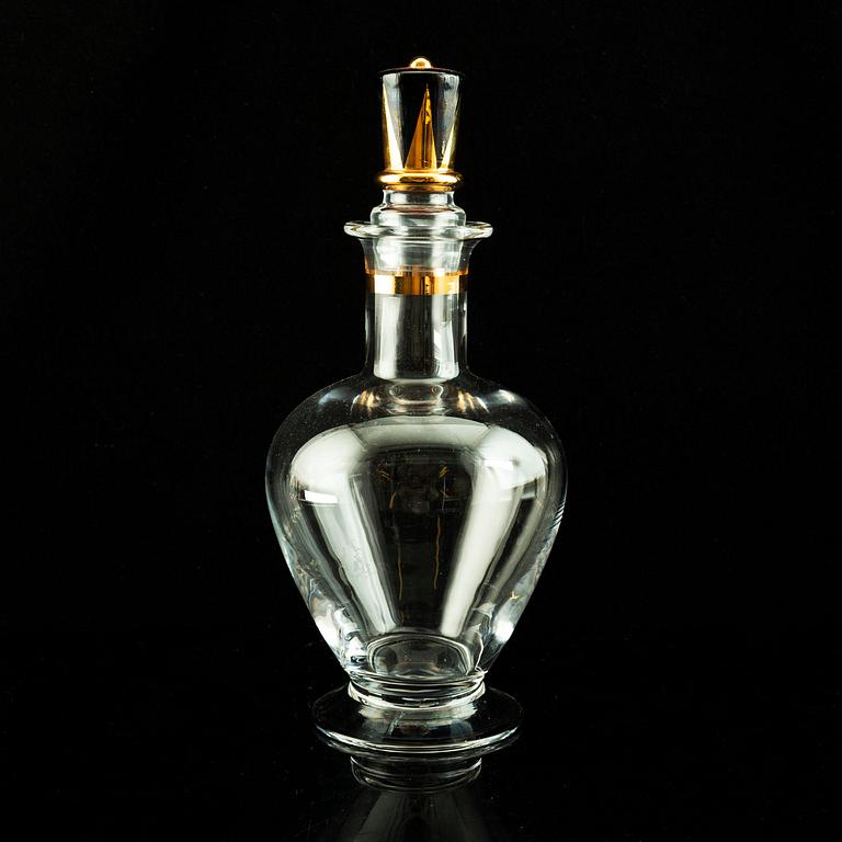 Gunnar Cyrén, a set of six "Devil" shot glasses and a decanter from the "Nobel" series, Orrefors Sweden post 1996.