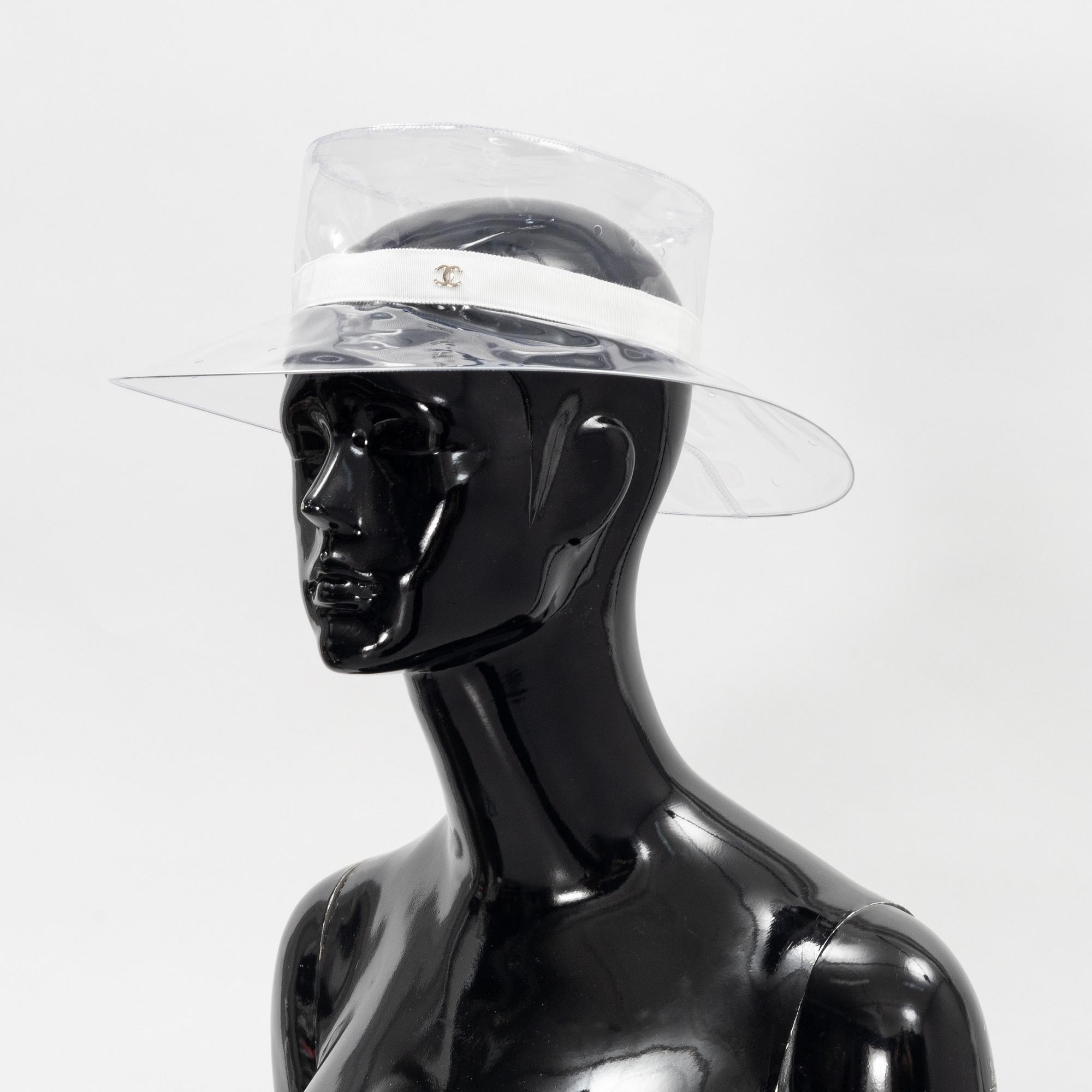 Chanel, a transparent PVC hat, size S.