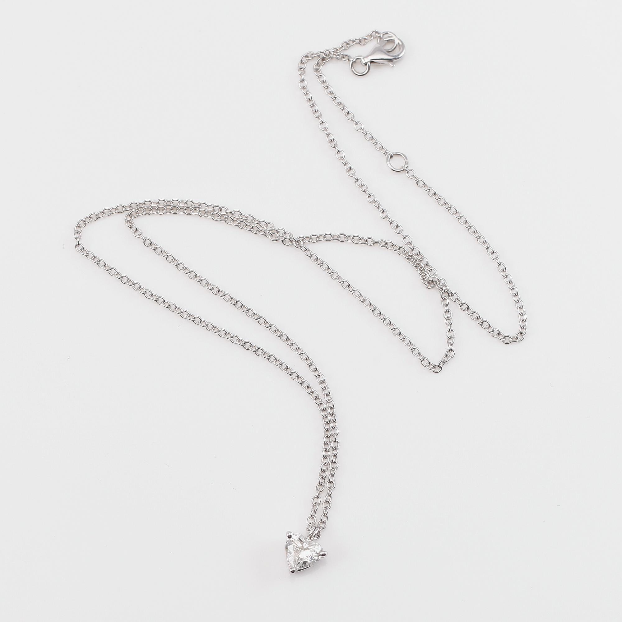 HÄNGE MED KEDJA, 18K vitguld, hjärtslipad diamant ca 0.72 ct.