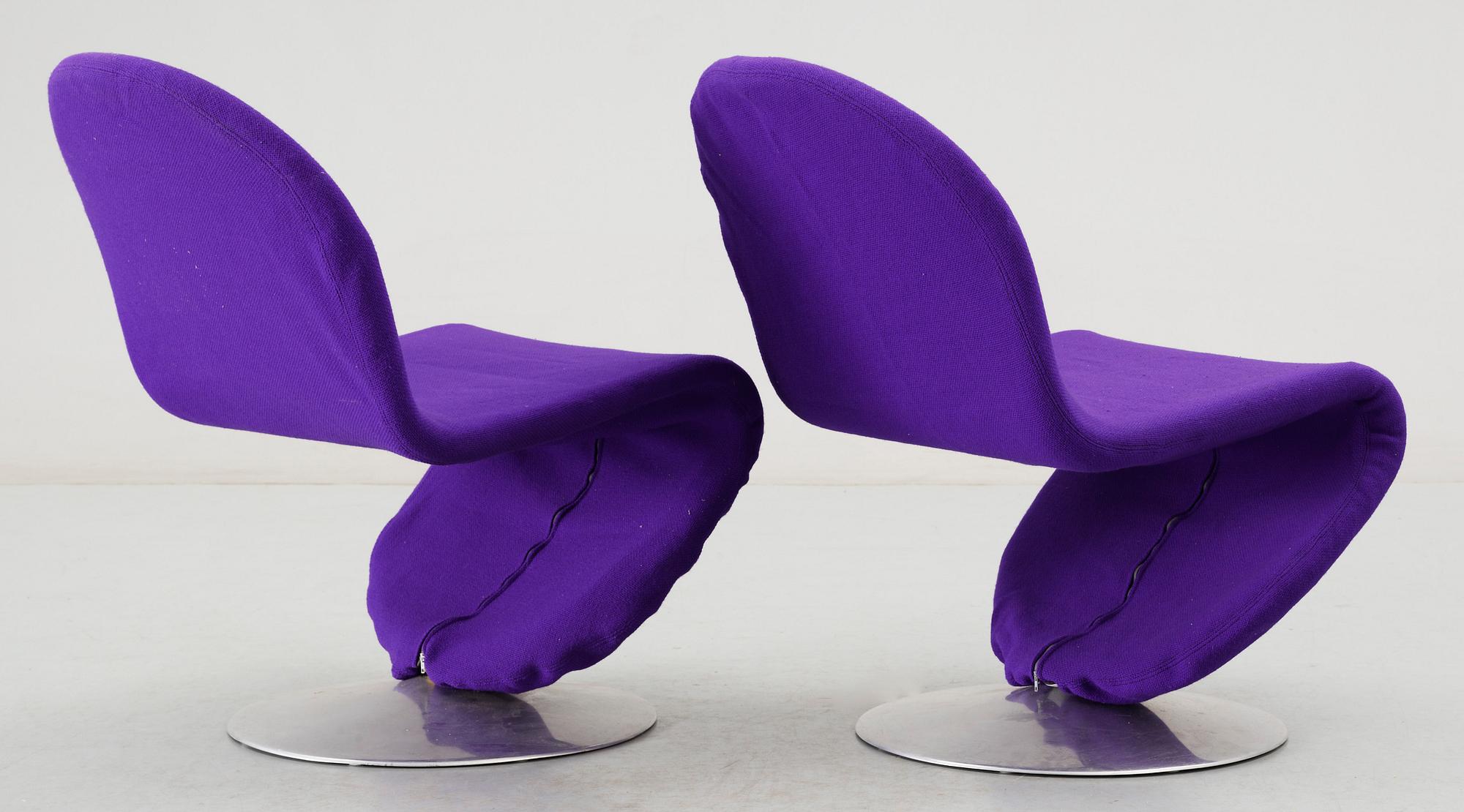 FÅTÖLJER, ett par, "System 1-2-3", Verner Panton för Fritz Hansen, 1900-talets tredje kvartal.