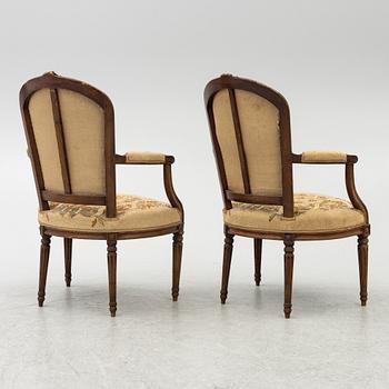 Karmstolar, ett par, Louis XVI-stil, 1800-tal,  Frankrike.