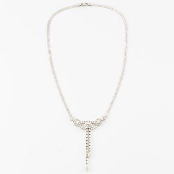 Necklace, 14K white gold with baguette-cut, brilliant-cut, and marquise-cut diamonds.