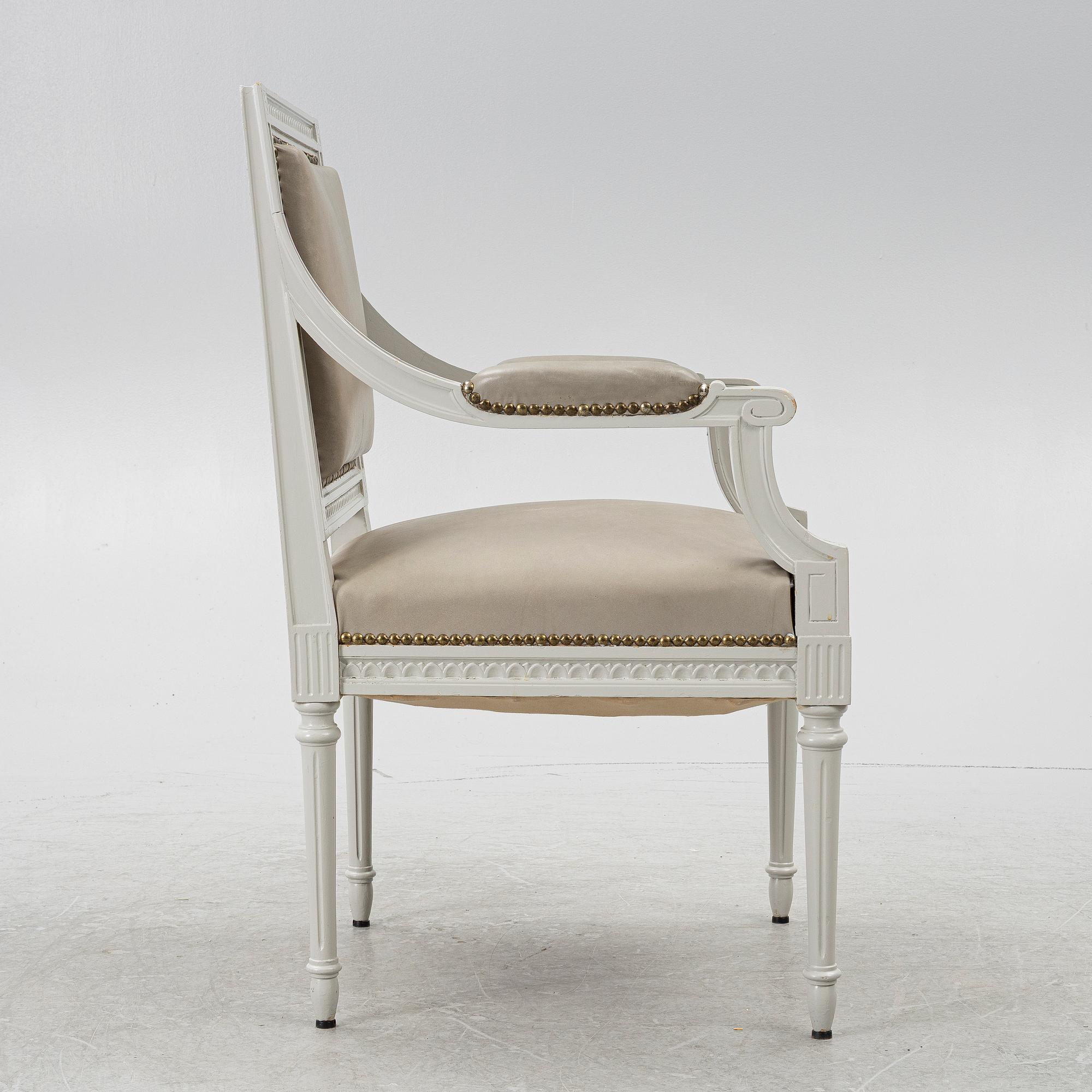 A Late Gustavian style armchair, second half of the 20th century.