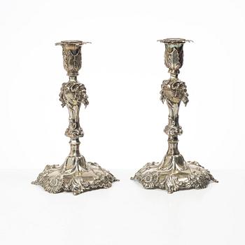 Gustaf Möllenborg, a pair of silver candlesticks, Stockholm, Sweden, 1853.
