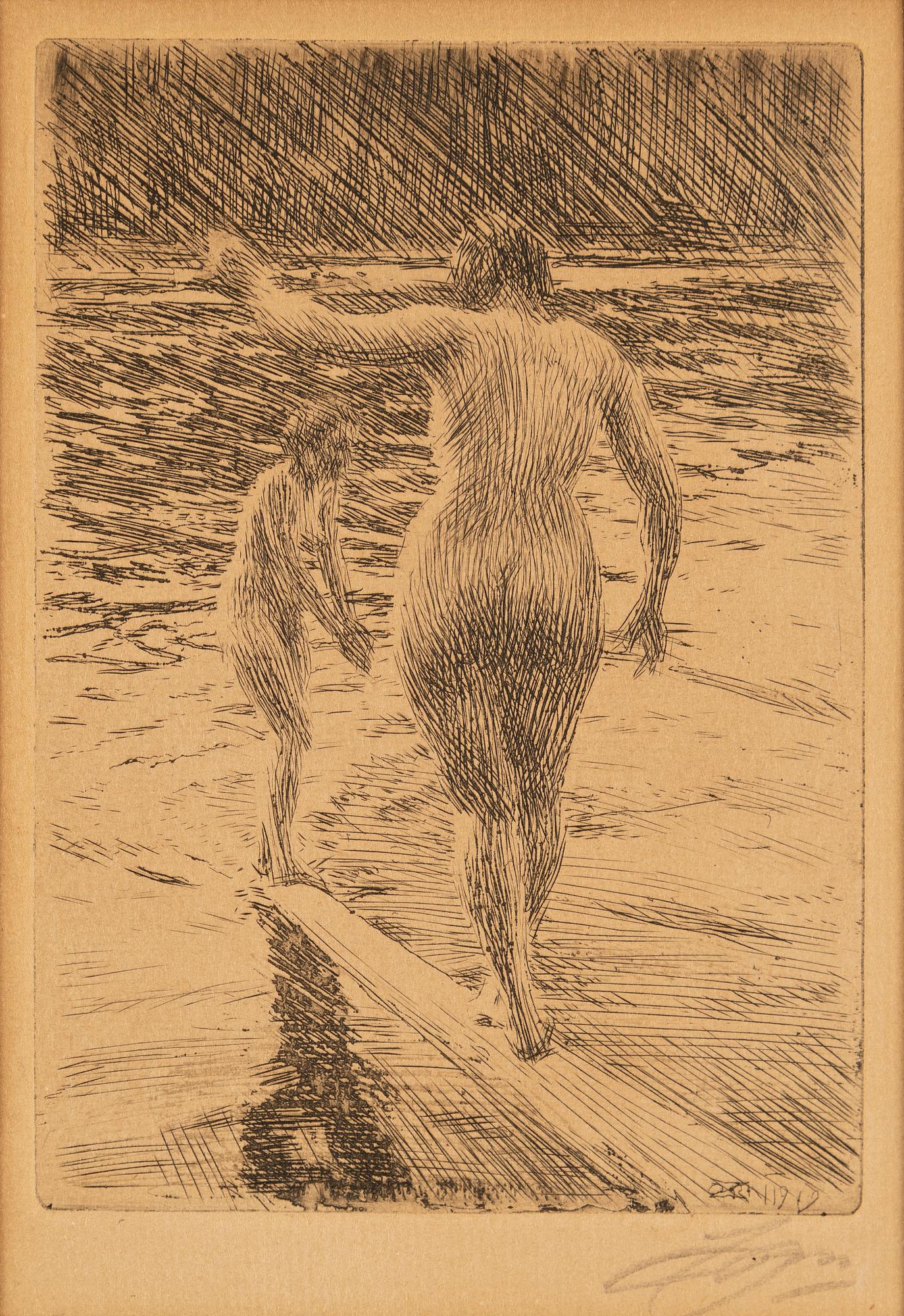 Anders Zorn,  etching, 1919, signed.