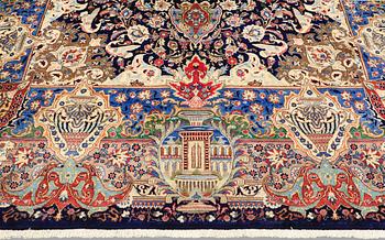 A carpet, Figural Kashmar, ca 407 x 305 cm.