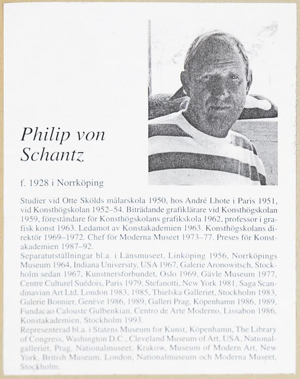 Philip von Schantz, lithograph in colours, 1993, signed 79/320.