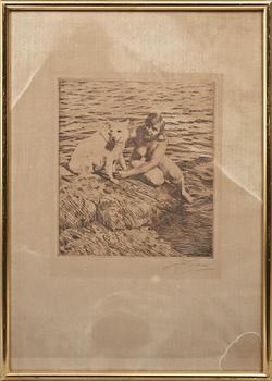 Anders Zorn · ANDERS ZORN, etsning, "Sappo", sign o dat 1917.