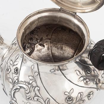 An Austro-Hungarian Silver Teapot, Creamer and Sugar Bowl, Vienna 1872-1922.