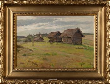 OKÄND KONSTNÄR, olja på duk, uppfodrad på pannå, signerad.