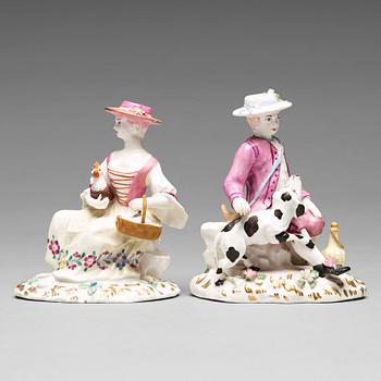 225. Two Swedish Marieberg soft paste figurines, 18th Century.