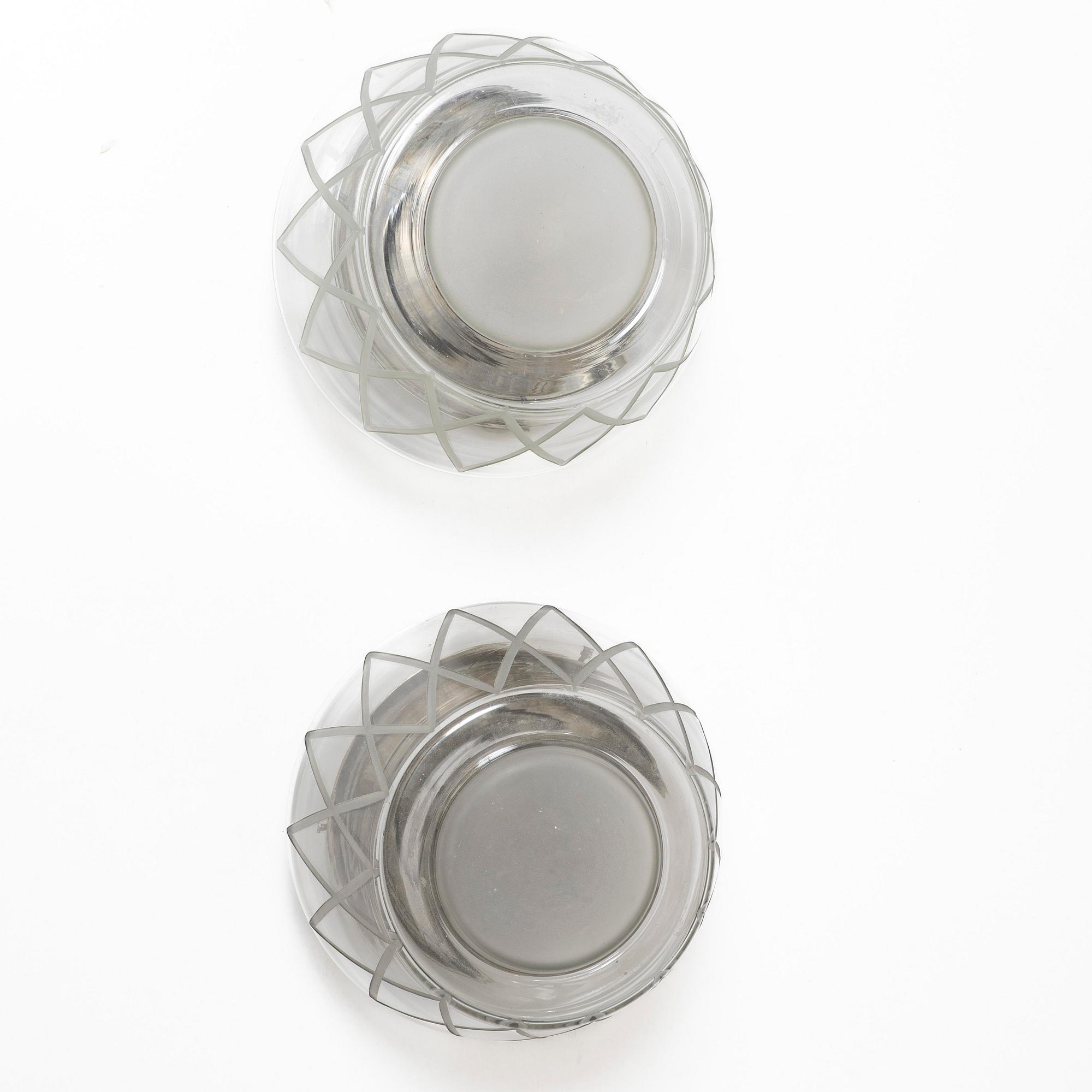 Harald Notini, taklampor, ett par, modell 11197, Arvid Böhlmarks Lampfabrik, Stockholm, 1940-tal.