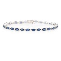 Bracelet 18K white gold with step-cut sapphires and round brilliant-cut diamonds.