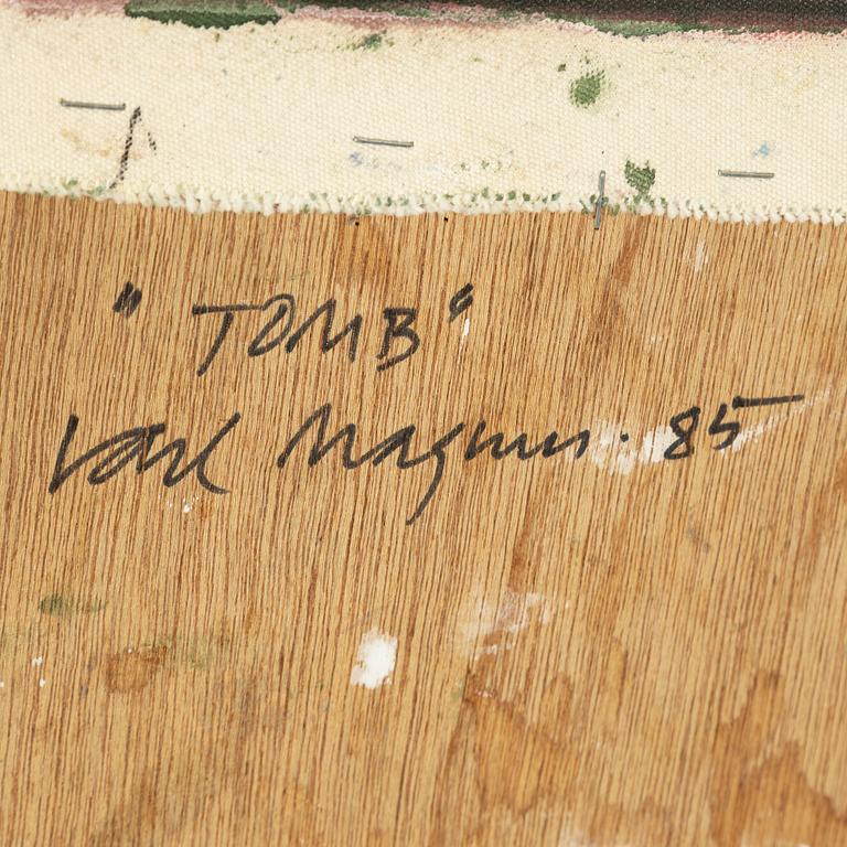 Carl Magnus, acrylic on canvas/panel, signed and dated -85 verso.