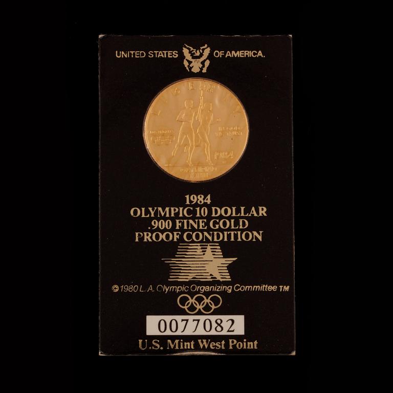 GULDMYNT, 10 dollar, US Olympics 1984.