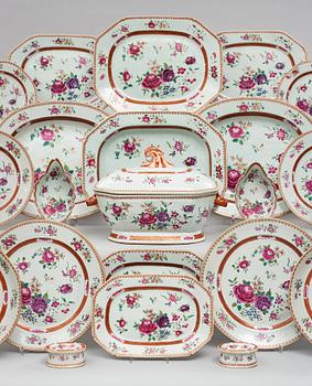 An extensive famille rose dinner service, Qing dynasty, Qianlong (1736-95). (110 pieces).