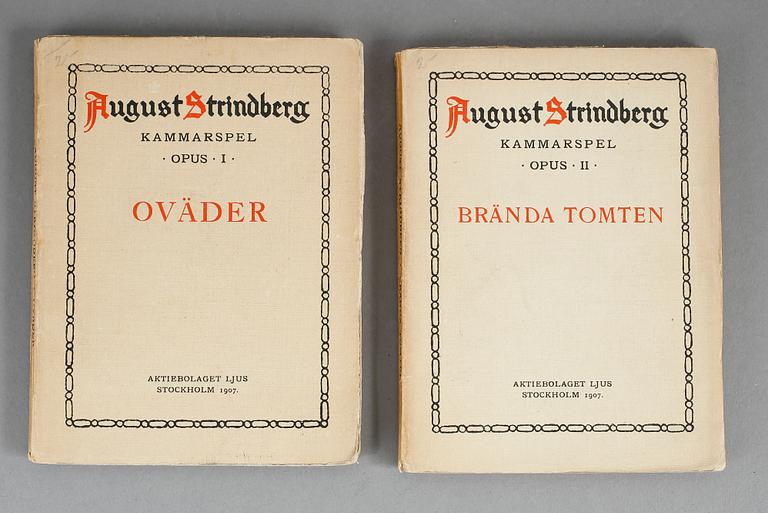 AUGUST STRINDBERG, 11 vol, mest förstaupplagor, bla Skärkarlslif, Götiska rummen, 1888 resp 1904.