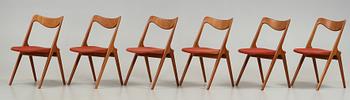 A set of six chairs by Albin Johansson & sons, Hyssna, 1950s/60s.