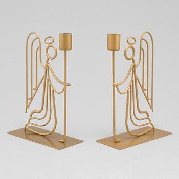 GUNNAR ANDER, ljusstakar, ett par, Ystad metall, 1960-tal.