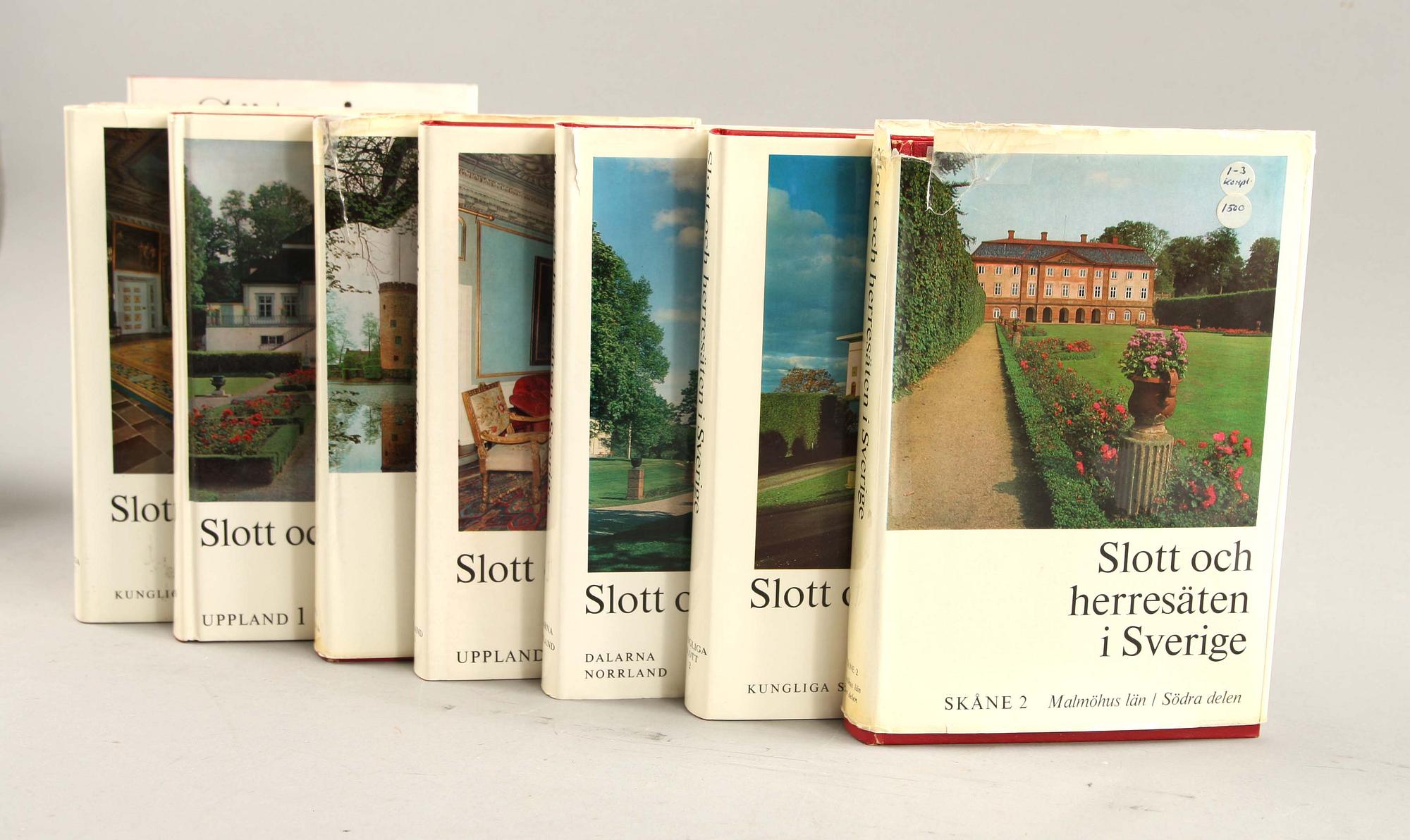 BÖCKER, "Svenska slott och herresäten", 9 band, och "Säterier och gamla gårdar i Stockholmstrakten", Gösta Selling.