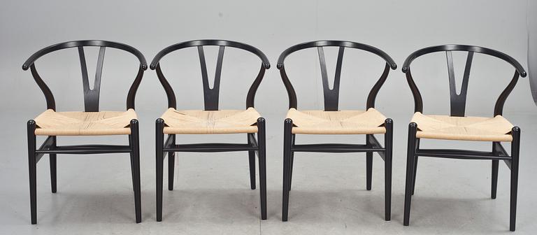 KARMSTOLAR, 4 st, Y-stolen, formgivna av Hans Wegner 1950, tillverkade av Carl Hansen & Son, Odense, 2006.