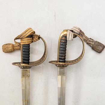 Two Swedish cavalry sabres 1893 pattern, with scabbards.