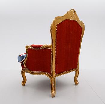 FÅTÖLJ, rokokostil, 1900-/2000-tal.