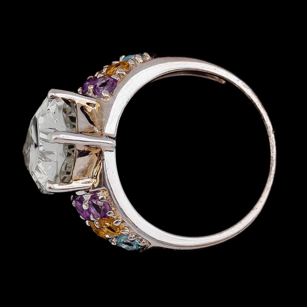 RING, sterlingsilver, bla ametister och citriner. Vikt ca 5 g.