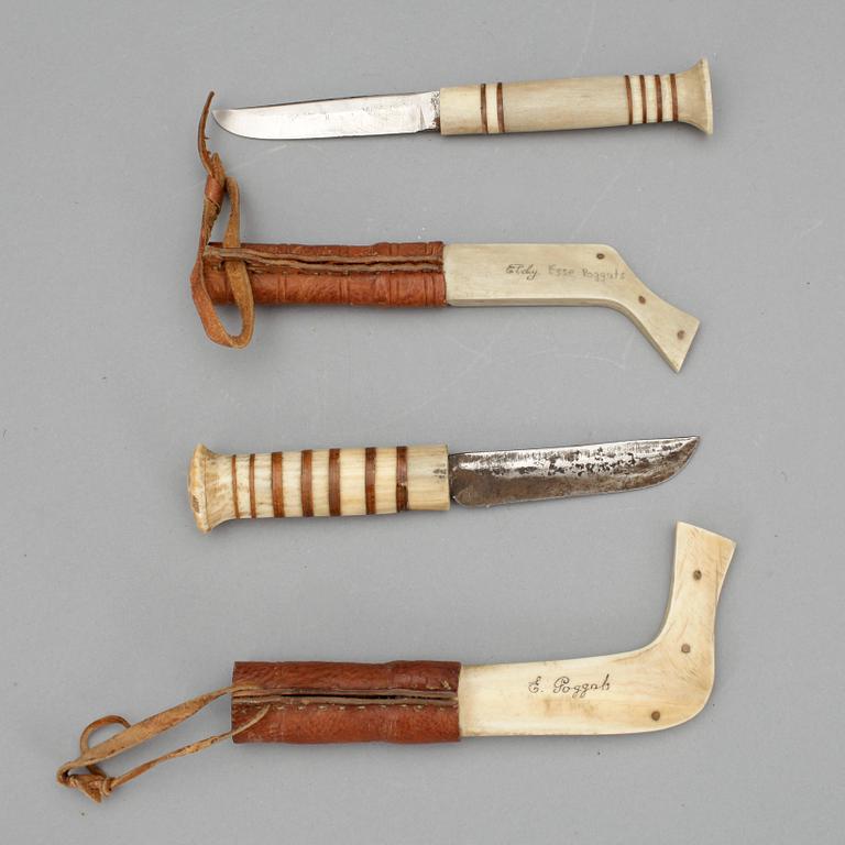 SAMEKNIVAR, 2 st, signerade E. Poggats och EP.dy, 1900-tal.