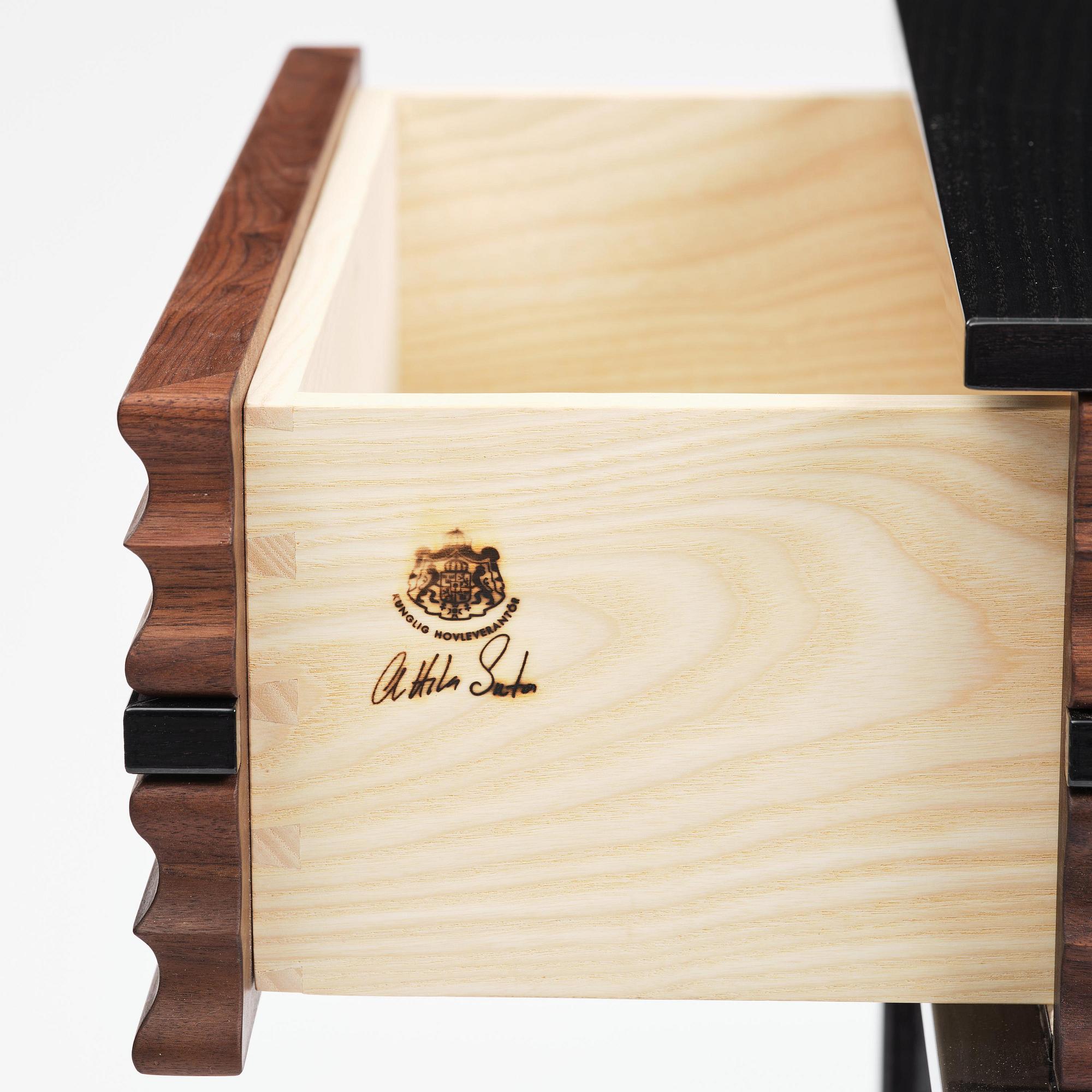 Attila Suta, a pair of bedside tables, executed in his own studio, Stockholm, 2025.