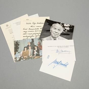 KUNGLIGA AUTOGRAFER, 4 st, bla Furst Rainier av Monaco.
